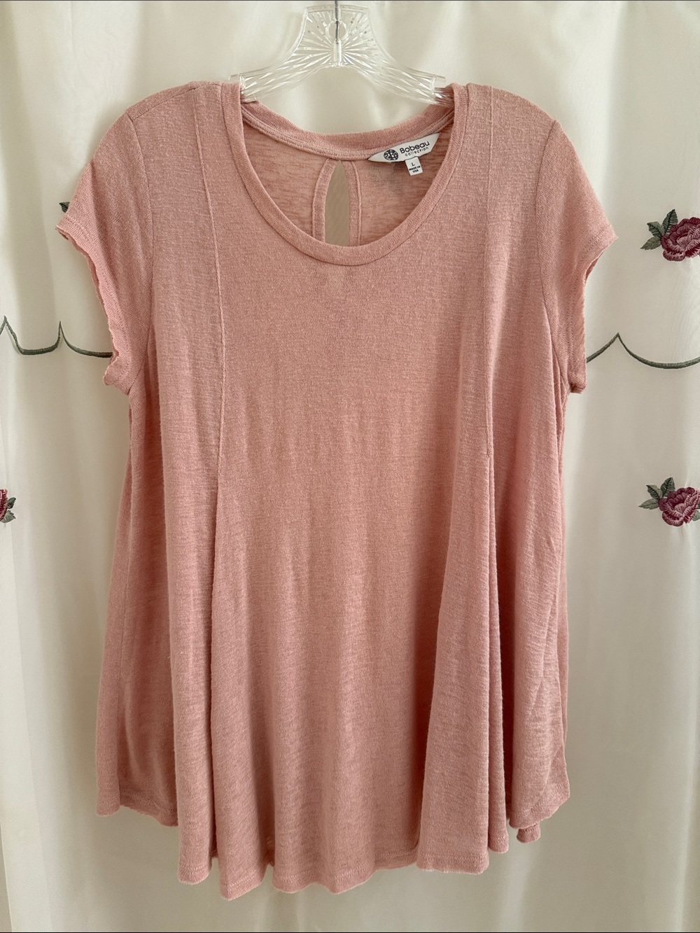bobeau Dusty Pink Short Sleeve Swing Tunic - Made in the USA